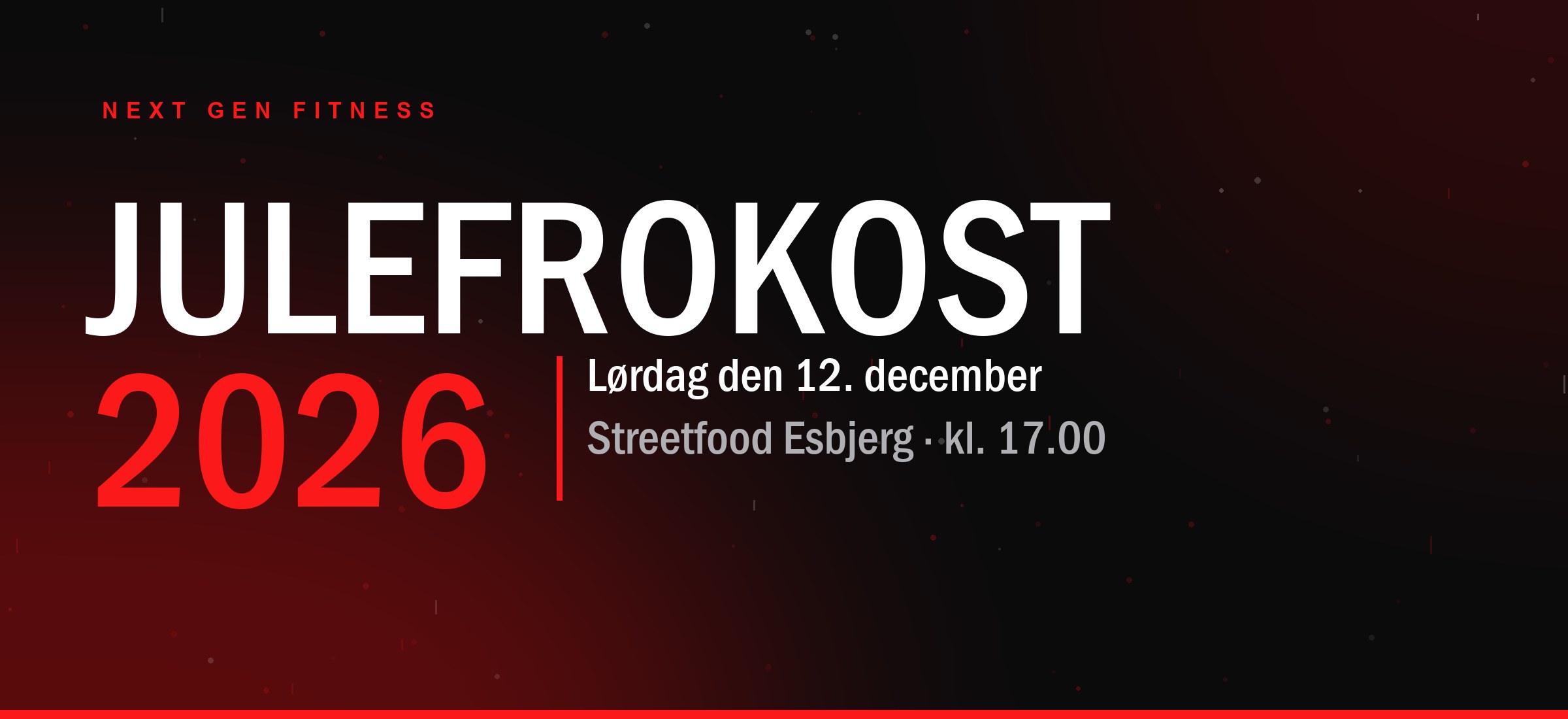 Next Gen Fitness julefrokost 2026 — lørdag den 12. december hos Streetfood Esbjerg klokken 17